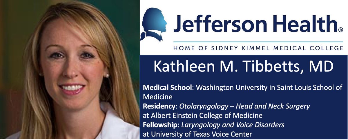 Thrilled to welcome Kathleen Tibbetts, MD to <a href="/TJUHospital/">Jefferson Health</a>. Dr. Tibbetts joins <a href="/Jefferson_OTO/">Jefferson Otolaryngology- Head and Neck Surgery</a> in our Division of Laryngology and brings extensive expertise in the care of voice disorders to the Delaware Valley! #laryngology #voicehealth #WIO