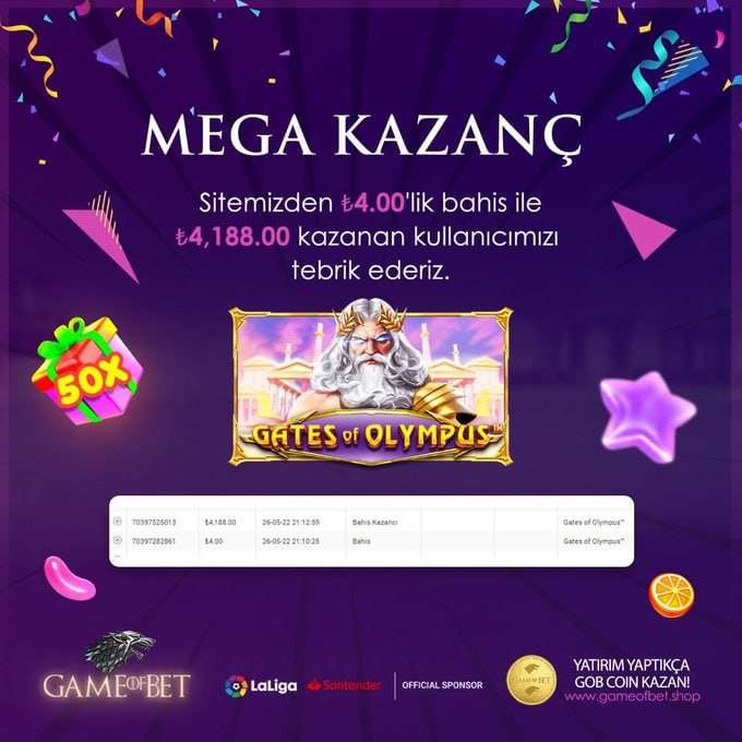 En yüksek kazançların adresi #GameOfBet ! bit.ly/3PmdL9c #Bahis #Casino #İddaa gameofbet