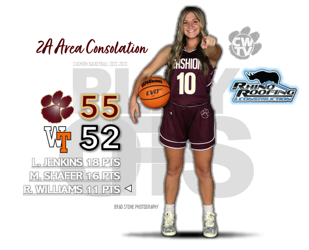 WOW!!!! HUGE WIN PROPELS LADY CATS TO AREA 3 FINALS IN CLEVELAND, OK OVER WEWOKA!
Monster 26 point 4th quarter keeps the Cashion alive &amp; 1 more game from the Big House!

catch game archive: cashionwildcats.tv
Big thanks to wewokatigers.tv for their production.