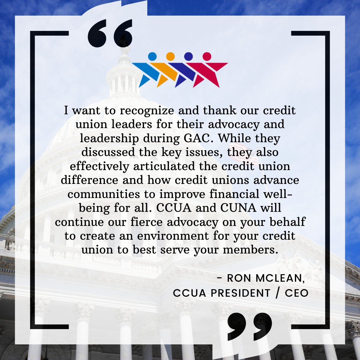 This week wrapped up another successful #CUNAGAC! This year over 130 #CCUA member #creditunions attended the annual gathering. Leaders spent time advocating with the congressional delegation across our four states. 

#governmentaffairs #peoplehelpingpeople #credituniondifference
