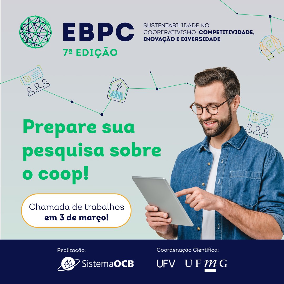 sistemaOCB's tweet image. Convidamos a comunidade acadêmica para participar do 7º EBPC - Sustentabilidade no cooperativismo: competitividade, inovação e diversidade.