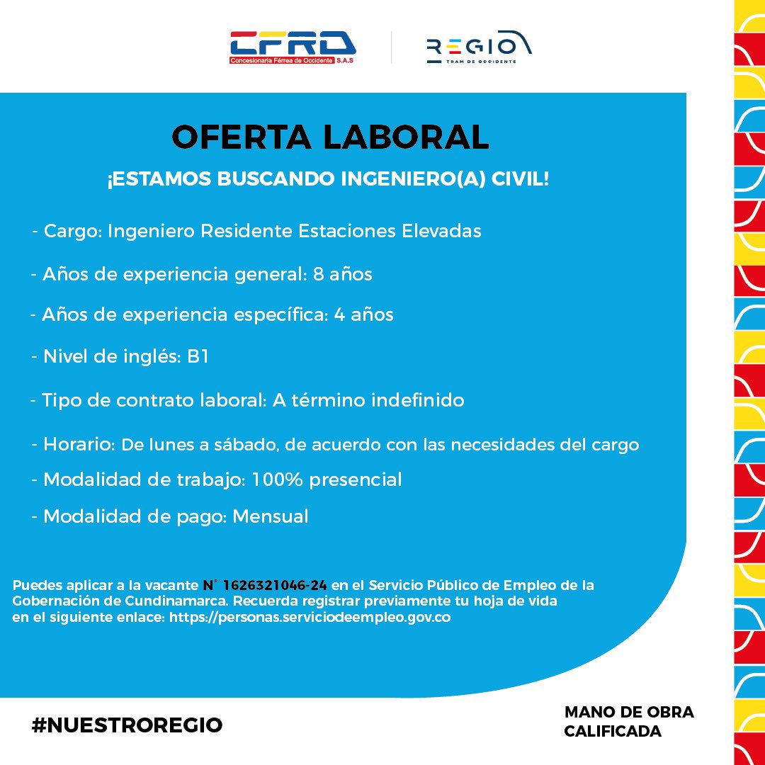 RegiotramCFRO's tweet photo. #RegioTeInforma
Esta información es importante para ti. Tenemos nuevas ofertas laborales para mano de obra calificada. Si estás interesado y cumples con alguno de los perfiles, te invitamos a participar. 🚊
#NuestroRegio #RegiotramDeOccidente #CFRO #Regiotram https://t.co/eDWJic45Tv