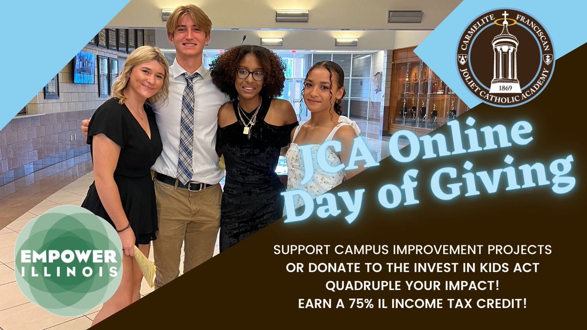We are happy to share that Joliet Catholic Academy's 2023 Online Day of Giving is only days away. Support the Angels and Hilltoppers on Tuesday, March 7, 2023.

For more information and to get involved visit >> secure.acceptiva.com/?cst=VxxZsT