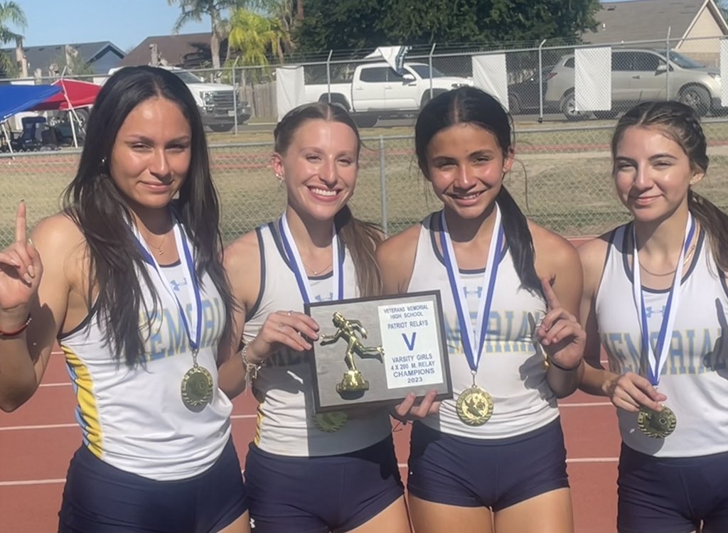 Mustang volleyball players representing on the track team! 1st place in the 4x200 #werunasone #mustangvolleyball #mustangtrack