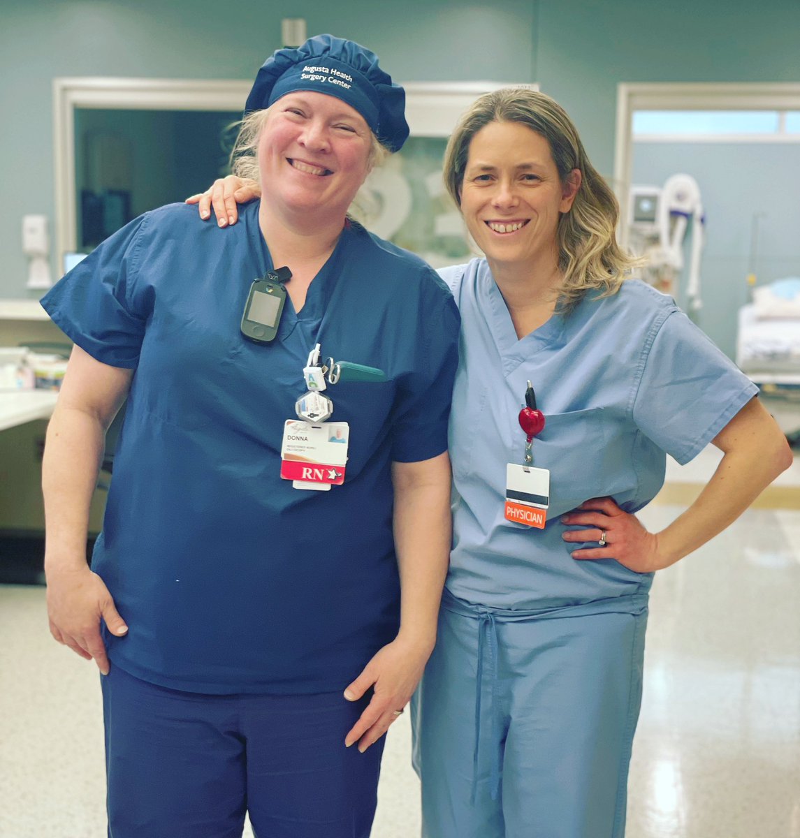We #DressInBlueDay on most days 
But especially today💙💙
With superstar nursing colleague Donna 
For #ColonCancerAwareness
@AugustaHealthVA 
#gitwitter #45isTheNew50