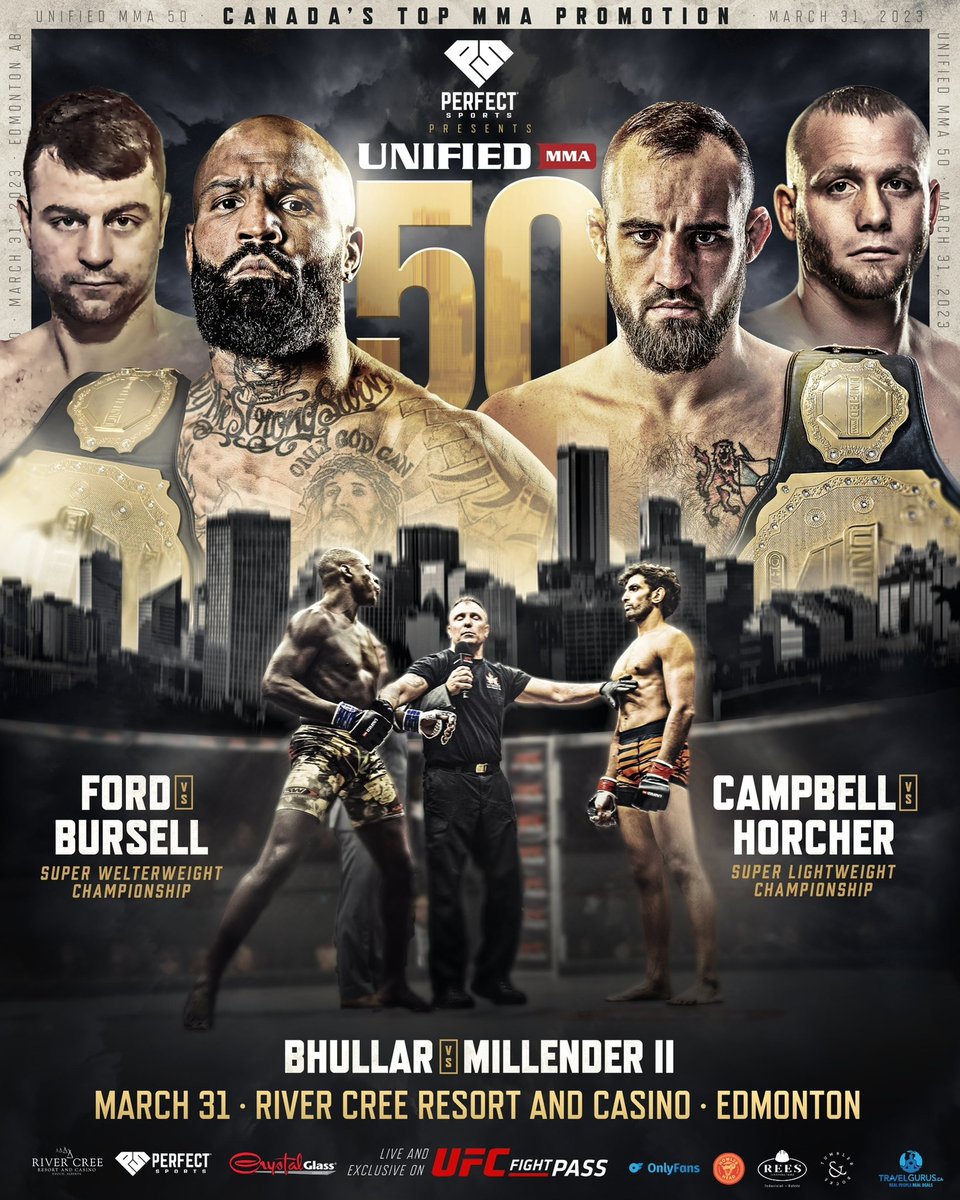 Unified MMA (@unifiedmma) on Twitter photo ❗ #Unified50 is S T A C K E D ❗
It's going down in #YEG at <a href="/RiverCreeCasino/">River Cree Resort</a> on March 31, LIVE on <a href="/UFCFightPass/">UFC FIGHT PASS</a>
TICKETS ➡️ ticketmaster.ca/event/11005E47… ❗ #Unified50 is S T A C K E D ❗
It's going down in #YEG at <a href="/RiverCreeCasino/">River Cree Resort</a> on March 31, LIVE on <a href="/UFCFightPass/">UFC FIGHT PASS</a>
TICKETS ➡️ ticketmaster.ca/event/11005E47…