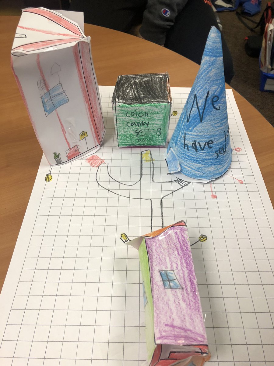 Today we had fun building 3D cities. This helped students understand faces, edges, and vertices