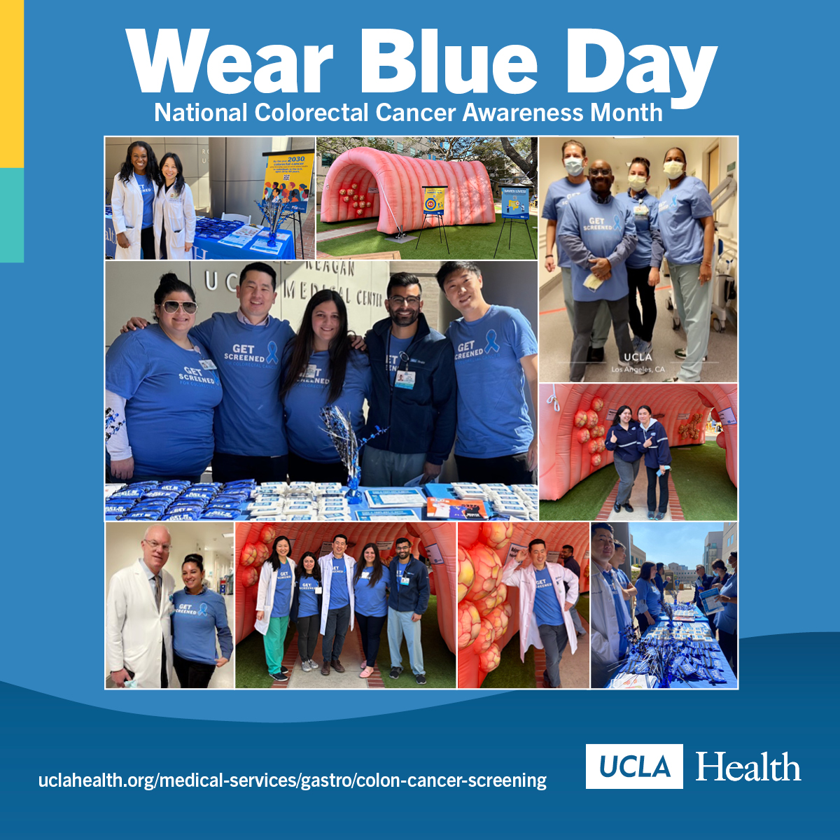 🙌FANTASTIC turnout at our #WearBlueDay inflatable colon event <a href="/UCLAHealth/">UCLA Health</a>!

#UCLA GI physicians and fellows shared important info about #CRC and #screening with our Los Angeles community. Thank you <a href="/kcalnews/">KCAL News</a> for stopping by 💙

#DressinBlue #ColorectalCancerAwarenessMonth