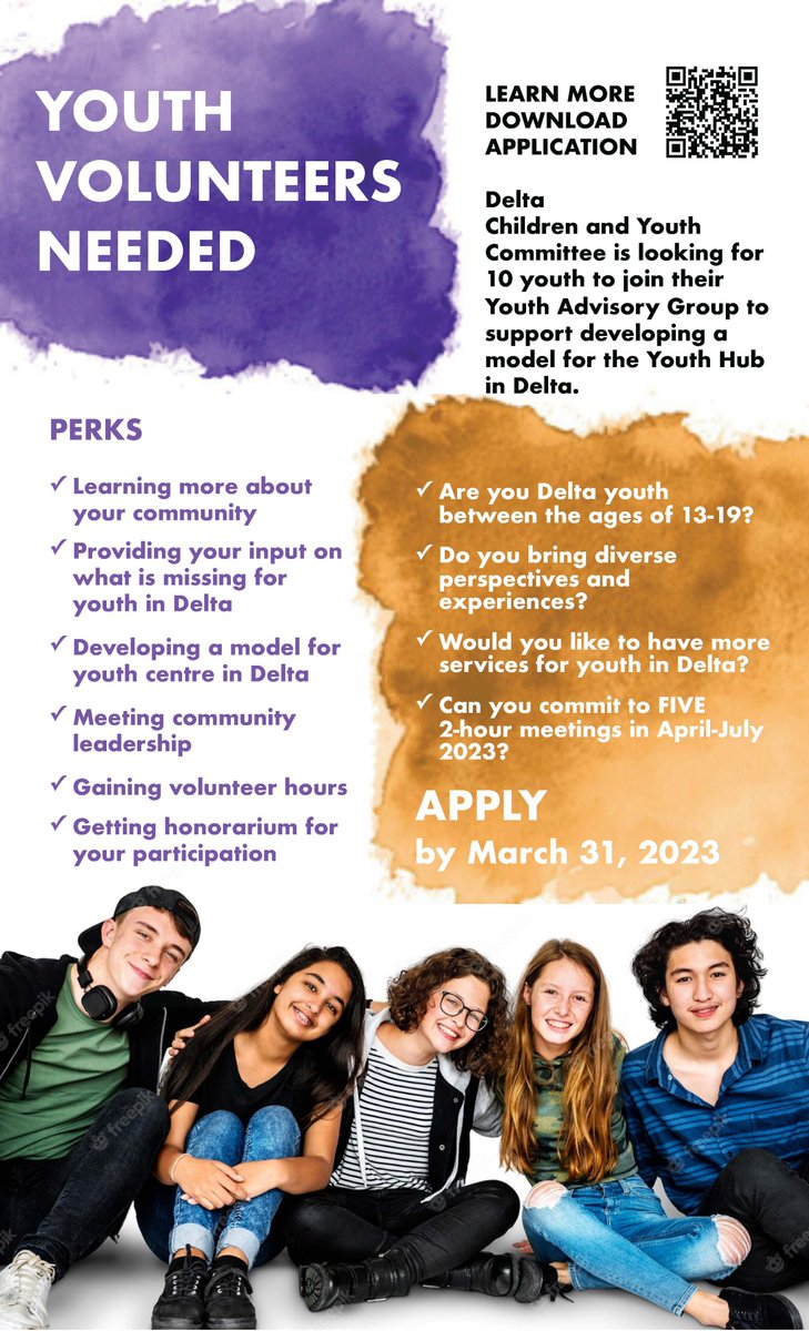 WE NEED YOU! @CityofDeltaBC @deltasd37 @deltapolice & others in need of young people to help build a one stop shop for youth to access the care & services they need. 

deltasd.bc.ca/news-events/ne…

#youthvoice #buildandtheywillcome #YouthProgram #Hub #kidsareourfuture 
@SloYlt