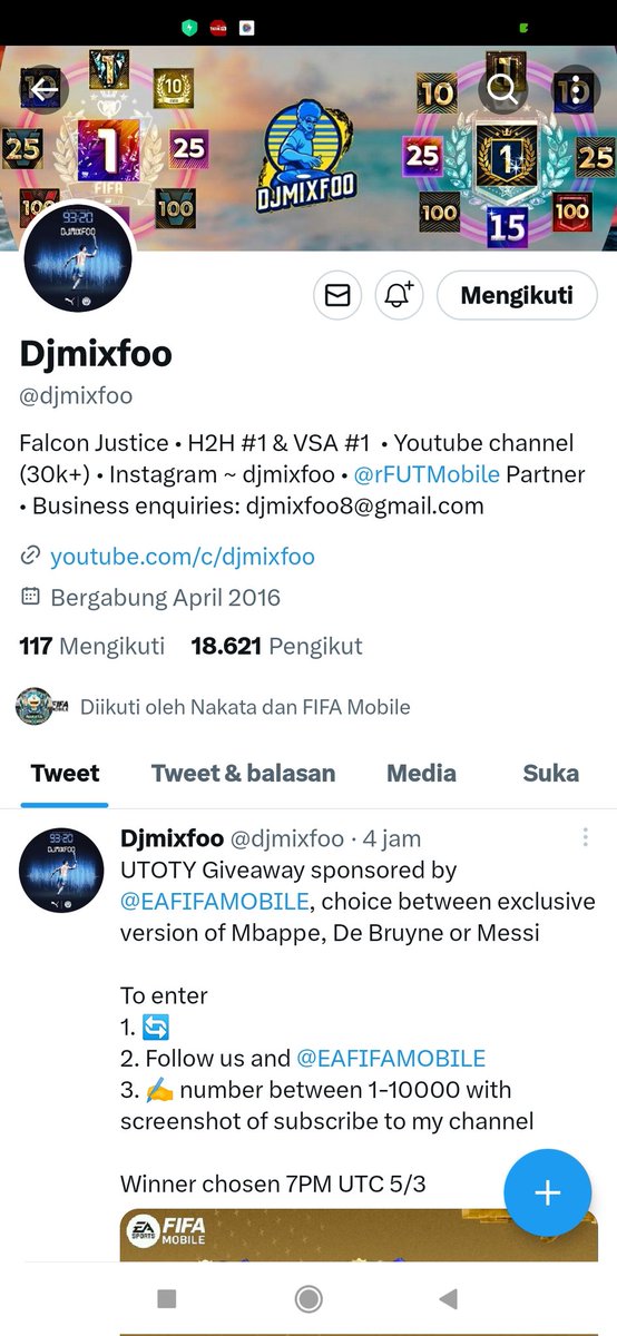 ReynaldiRatu's tweet photo. @djmixfoo @EAFIFAMOBILE Mbappe
7777 thank you 😊 https://t.co/81FJu6gUho