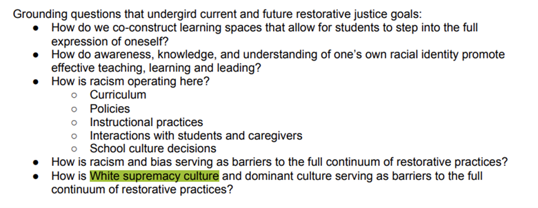 MCPS teachers are told to look for:

"How racism is operating here?"; and 

"How is white supremacy 