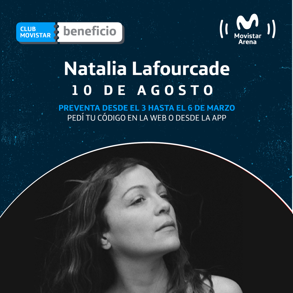Movistar Argentina (@movistararg) on Twitter photo ¡Llega Natalia Lafourcade al Movistar Arena! 😍 Con Club Movistar, ya podés aprovechar la preventa exclusiva hasta el lunes 6 de marzo.
🎫 Pedí tu código en la web de Club Movistar o desde la App Mi Movistar. mov.is/natalialafourc… ¡Llega Natalia Lafourcade al Movistar Arena! 😍 Con Club Movistar, ya podés aprovechar la preventa exclusiva hasta el lunes 6 de marzo.
🎫 Pedí tu código en la web de Club Movistar o desde la App Mi Movistar. mov.is/natalialafourc…