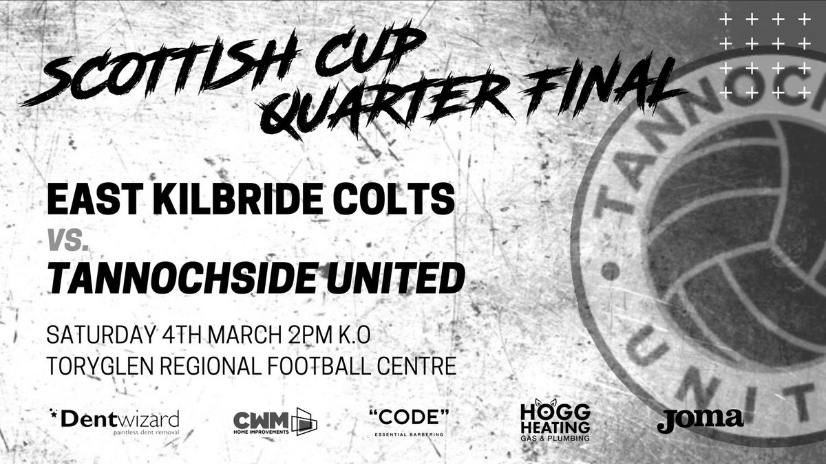 TannochsideUtd's tweet photo. Tomorrow we take on EK Colts for a place in the semi final of the Scottish Amatuer Cup.

⌚️2pm Kick-off
📍Toryglen Regional Sports Facility 

The number of people who turned out in the last round was class so get along and support the boys on to victory ▪️▫️

#ForzaTunny https://t.co/zzpftf8pbo