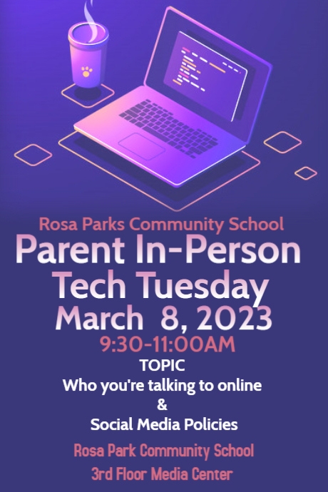 RPCS Tech Tuesday! Parent In- Person Chat &amp; Chew
We will be talking about Who our kids are talking online to &amp; Social Media Policies See flyer for details  <a href="/Gerald_Fitzhugh/">Gerald Fitzhugh II, Ed.D. 👌🏾♦️👌🏾♦️KAY</a> <a href="/debraprinc/">debra joseph-charles</a> <a href="/Guerra_S83/">Sandra Guerra</a> <a href="/ops_district/">Orange Public Schools</a>