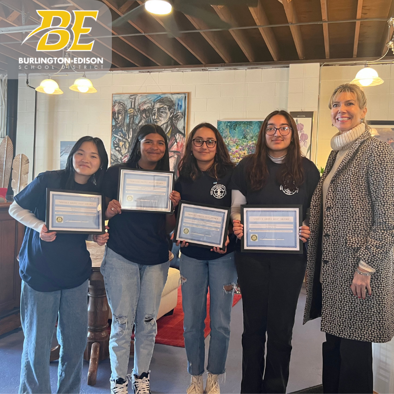 b_eschools's tweet photo. Congratulations to B-EHS students Hana K., Tania C., Jasmin K. and Suhani K. - the Service Above Self Award recipients from the Burlington Midday Rotary! #TalentedTigers #BEHSALLIN #WeAreBE https://t.co/YVkhGCv92I