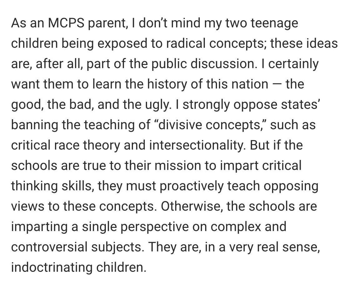 Here's where the article author and I differ. 

Bernstein is okay with MCPS implementing this into t
