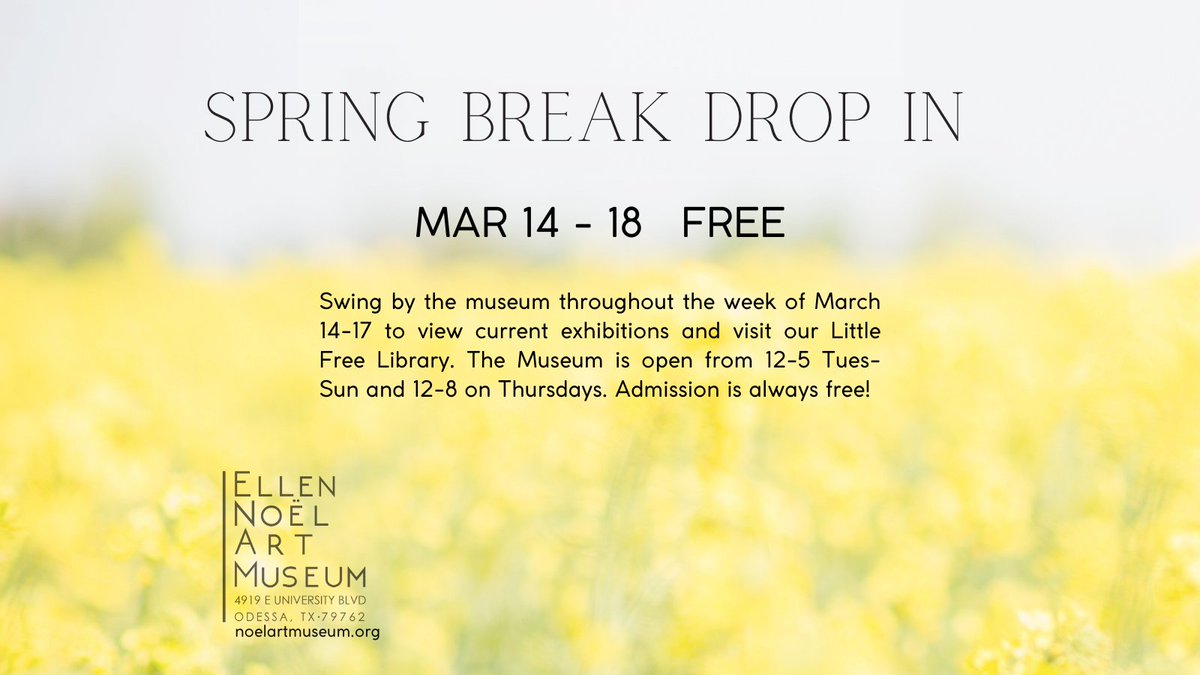 No plans for Spring Break? Look no further! 

Swing by the museum March 14-18 during operating hours to visit our Little Free Library and exchange a book, and tour our current gallery! Make sure to leave us your comments in the gallery in our comment book!

#SpringBreak #ENAM2023