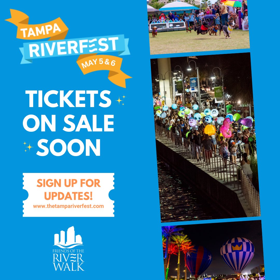 Be in the know for all things Tampa Riverfest✨

Sign up to get event updates using link: thetampariverwalk.com/events-news/ne…

Tickets for VIP, Taste of the Riverwalk, and more go on sale soon!

#tampariverwalk #tampariverfest