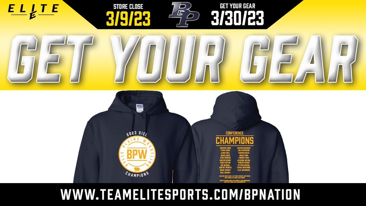 teamelitesports.com/bpnation

BP Wrestling: 2023 SICL Champs Gear

Store is open till 3/9.