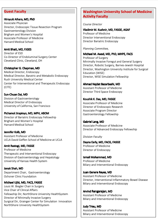 We are excited to announce the Washington University Advanced Endoscopy Fellows Course! For senior GI, advanced endoscopy and surgical fellows, join us September 7th & 8th for didactics and hands-on sessions with @WUGastro @WashUSurgery faculty and national experts.See attached!