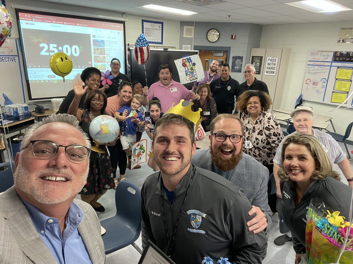 Celebrating @southPbcsd “Beginning Teacher of the Year” Hayden Broman @okeeheeleems His classroom is alive w/learning listening & doing. A kid favorite but they know he demands success from them all. Congrats and his family came out to show they love him too! @pbcsd @Ed_Tierney1