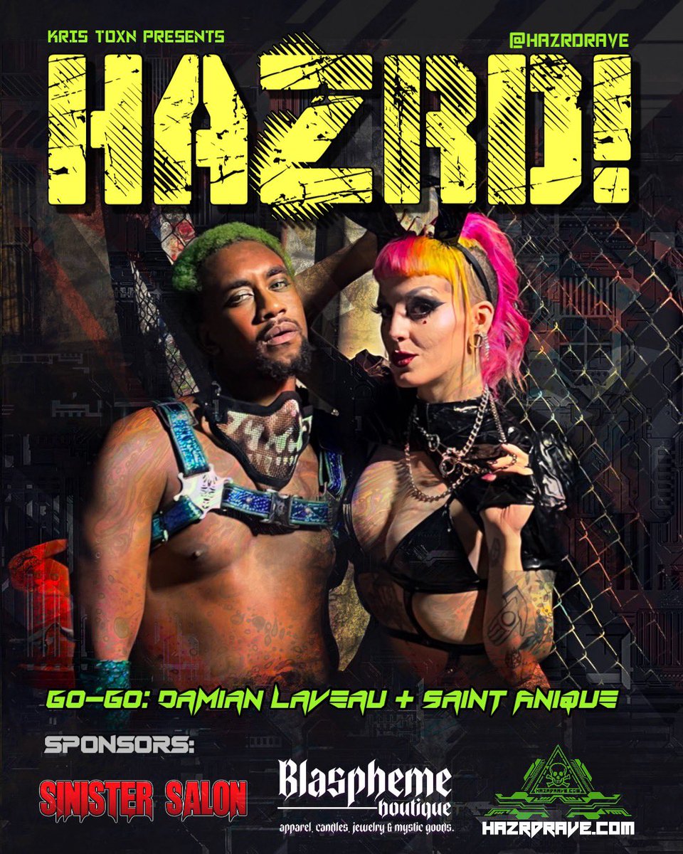 hazrdrave's tweet photo. @kristoxn presents: HAZRD! Rave

🤑 BUY TICKETS/ SHOP: https://t.co/Us9qgmOEnS

RAVE/ART/FASHION 

#lasvegasnightlife #rave #circuitparty #raver #cyberpunk #cybergoth #kinkster #clubkid #edm #industrialmusic #acidhouse #trance https://t.co/WRiMweVZUx
