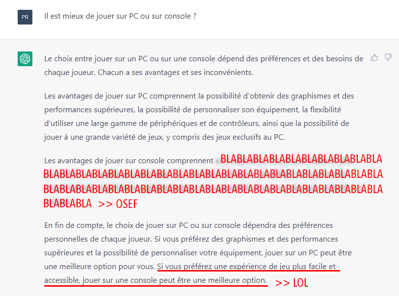 msifrance's tweet photo. On a demandé a #chatGPT …
fin du débat PC > CONSOLE, les termes sont là, fin du débat.
Sur ce bon week-end 😎 https://t.co/IByHg2Sw1g