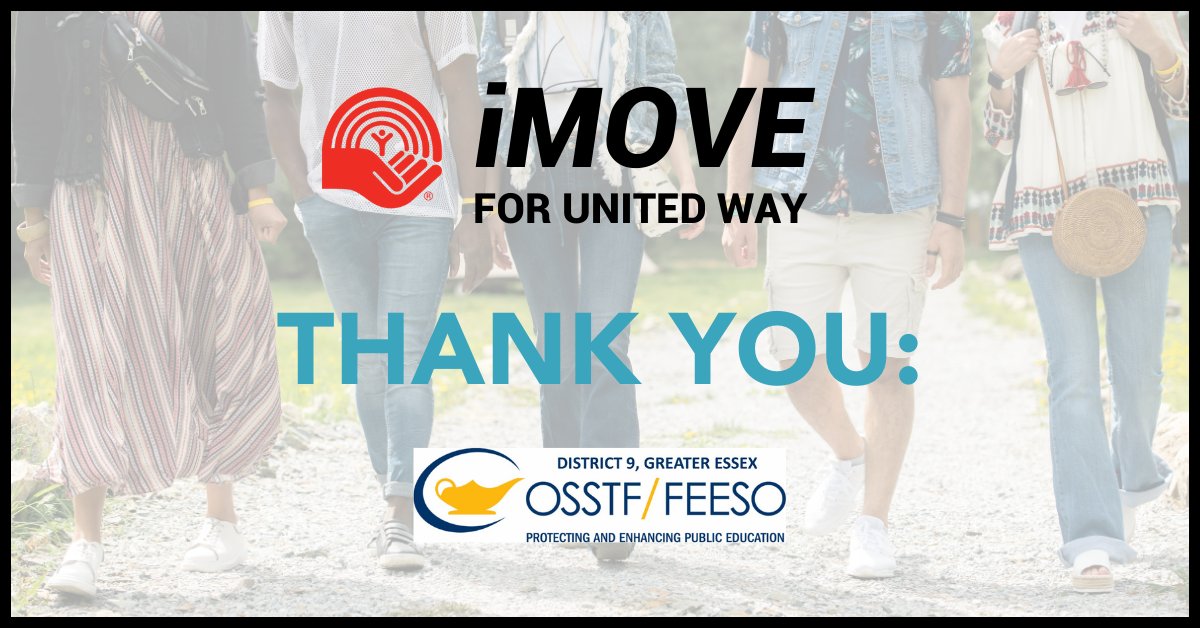 UnitedWayWECK's tweet photo. Thanks @OSSTF9 for sponsoring #iMove23! ๐ You're helping local kids access weekly group mentoring that helps with social and emotional life skills. #IgniteAcademy https://t.co/8IQ6vPuQ6d
