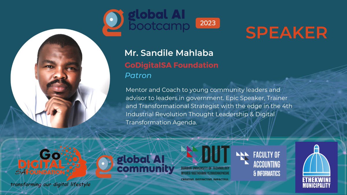 GoDigitalSA1's tweet image. Meet our speakers for the AI Bootcamp tomorrow. Don’t miss out on this informative opportunity !!😀.

Looking foward to see you tomorrow 🙌🏼.  The future is AI💯
#gdsaf #technology #ai #dut #ethekwinimunicipality #globalaicommunity