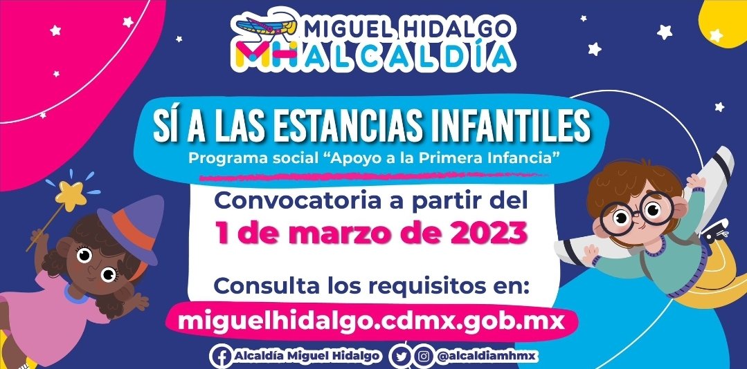 Hoy es el último día para registrar a nuestros hijos e hijas en las #EstanciasInfantiles que nos brinda la @AlcaldiaMHmx.

¡Como madres trabajadoras, aprovechemos estos programas que nos otorga nuestro alcalde @mauriciotabe!

Más información en:
programas.miguelhidalgo.gob.mx