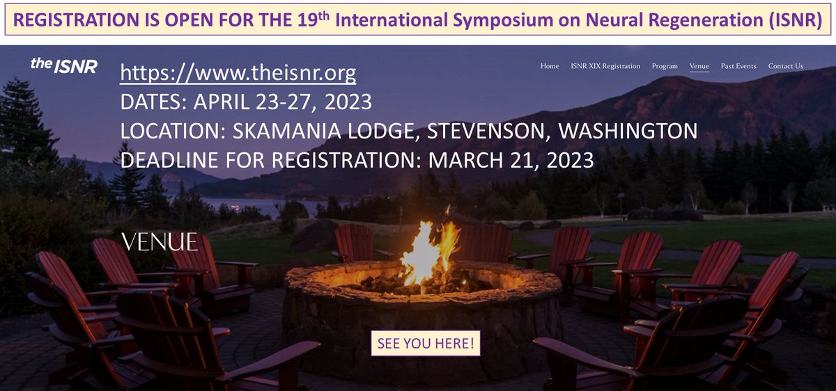 It's not too late to join us at Skamania Lodge for the International Symposium on Neural Regeneration. It's check out the program on the website!
