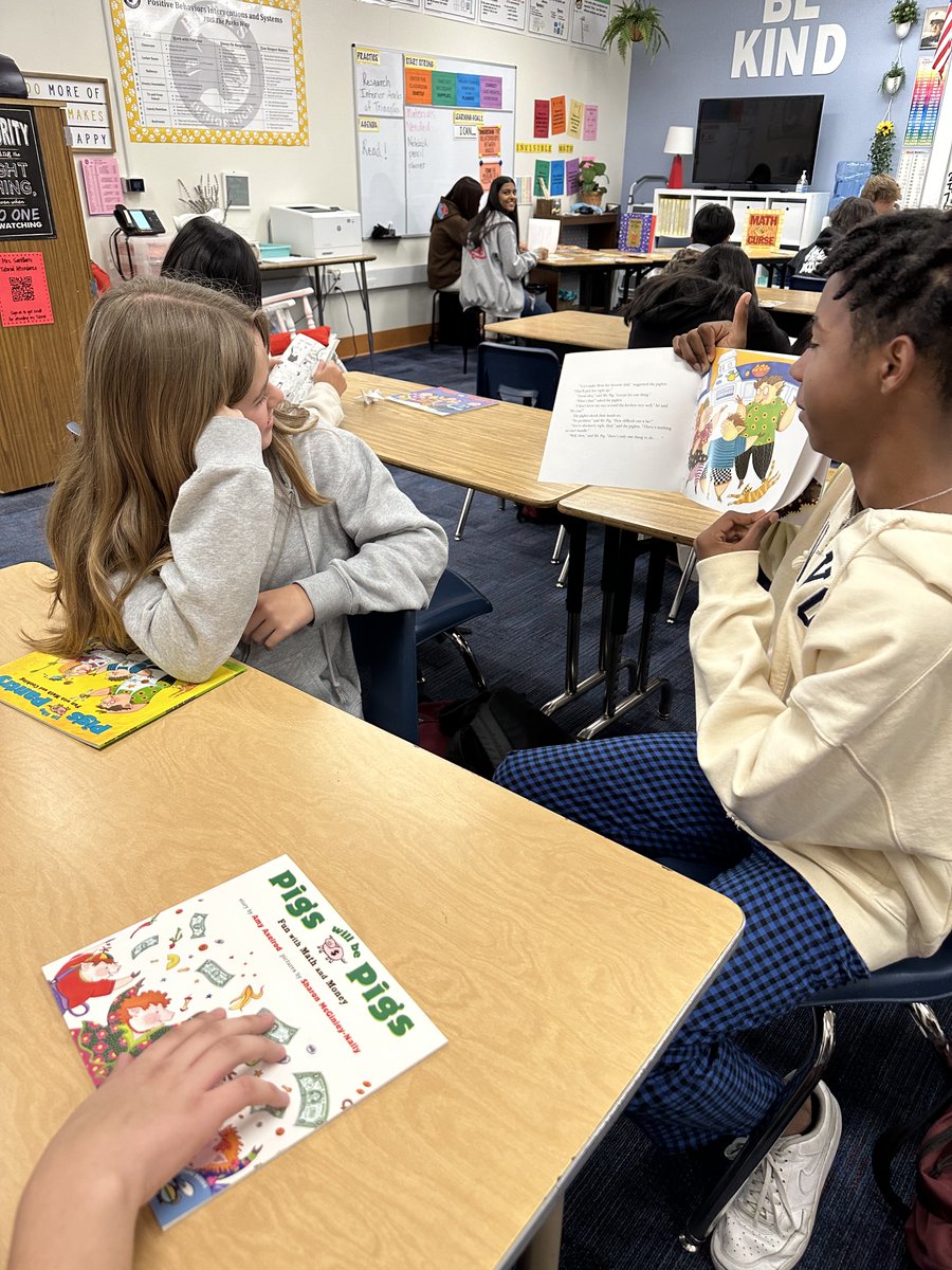 ParksJHS's tweet photo. We are Celebrating Read Across America with pajama day and some fun reading in homeroom. Mrs. Santillan's class enjoyed some math books! @FullertonSD @MrsMundschau #ParksBest2Years #TheParksWAY @SantillansMath https://t.co/1OE5bEF9t5
