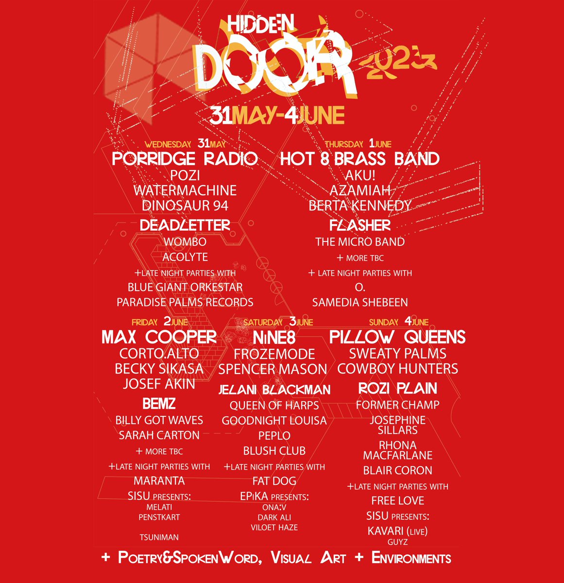 We're proud of the gender balance &amp; diversity we strive for at Hidden Door. In 2023 we have:

🎤 2 of 5 headliners fronted by females
🎸 24 of 39 bands all-female or female-fronted
🎛️ ALL confirmed DJs female or non-binary

Love what we do? Grab a ticket: hiddendoorarts.org/tickets/