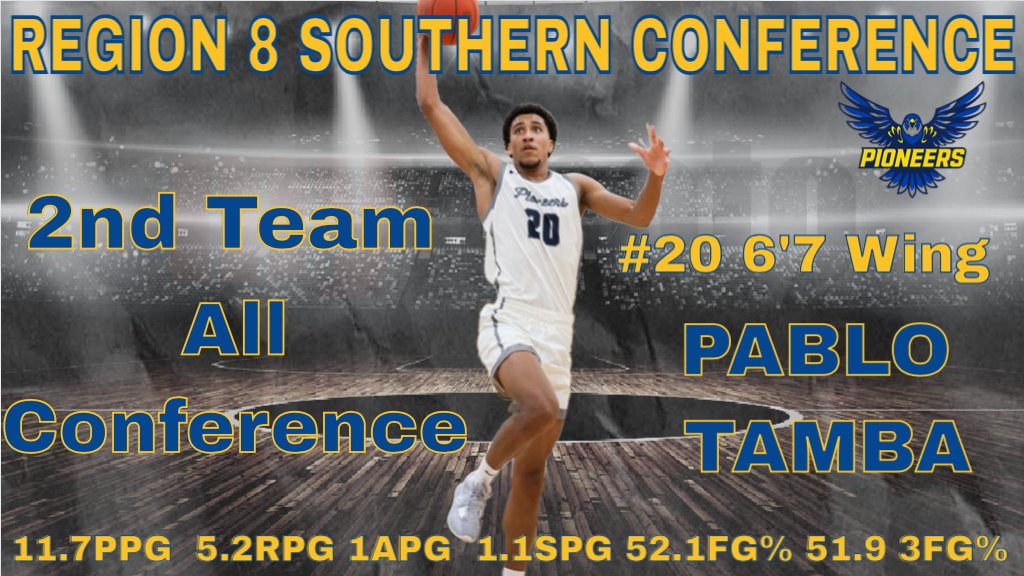 Congratulations to our 6'7 Wing Pablo Tamba for being named Region 8 Southern Conference 2nd Team! <a href="/pablo_tamba_/">Pablo Tamba</a> <a href="/JUCOadvocate/">JUCOadvocate - Brandon Goble</a> <a href="/JucoRecruiting/">JucoRecruiting.com</a> <a href="/TheNielsenFile/">Nic Nielsen</a>