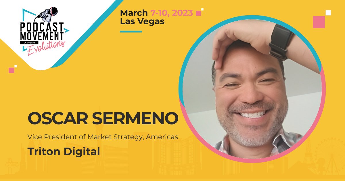 Triton Digital (@tritondigital) on Twitter photo In just 1️⃣ week <a href="/OscarSermeno10/">Oscar Sermeño</a> will be live at <a href="/PodcastMovement/">Podcast Movement</a> Evolutions presenting on the hottest 🔥 market for #podcasting LATAM!
Find out why podcasting is rising, media consumption around LATAM, the popularity of audio content, challenges, and more! #Evolutions2023 In just 1️⃣ week <a href="/OscarSermeno10/">Oscar Sermeño</a> will be live at <a href="/PodcastMovement/">Podcast Movement</a> Evolutions presenting on the hottest 🔥 market for #podcasting LATAM!
Find out why podcasting is rising, media consumption around LATAM, the popularity of audio content, challenges, and more! #Evolutions2023
