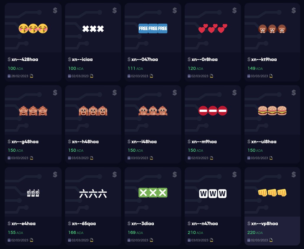HandleTools's tweet image. 🚨 New Grid View 🚨 
Look at all those beautiful @adahandle emojis 👀 

Check it out 👇
handle.tools/filter?cat=pun…