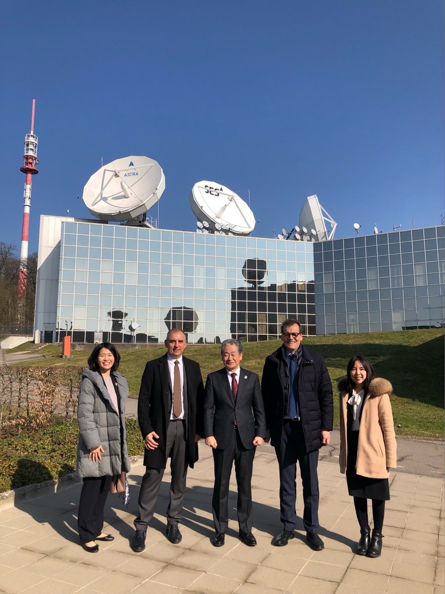 JapanEmbLUX's tweet photo. Le 3 mars, l’Ambassadeur Matsubara a visité @SES_Satellites et @GovSatLu à Betzdorf afin d’échanger sur les activités des deux entreprises 🛰️ et sur les pistes de coopération.🇱🇺🤝🇯🇵 https://t.co/Ek3tZGyfYS