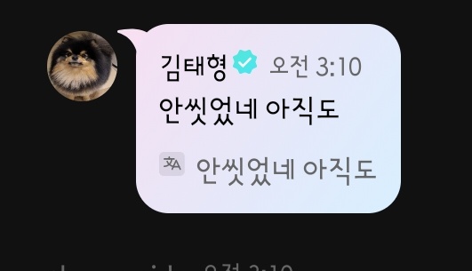 BTStranslation_'s tweet photo. 🐰 *reads taehyung's comment*
🐻 haven't washed up.. yet(!)
🐰 *laughing* 
🐰 *singing* 🎵 tae tae is here 🎵 https://t.co/2VlGulxI2w