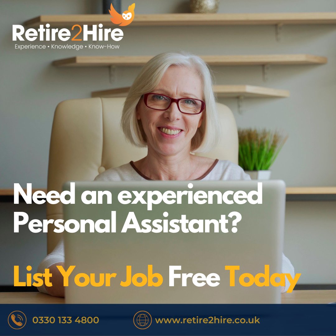 Retire2H's tweet image. Nothing beats experience when it comes to finding a personal assistant. If you're looking for someone to handle your schedule, make travel arrangements, or simply keep an eye on things while you're away, our members can help. 📞 0330 133 4800🌐 retire2hire.co.uk
 #listajob