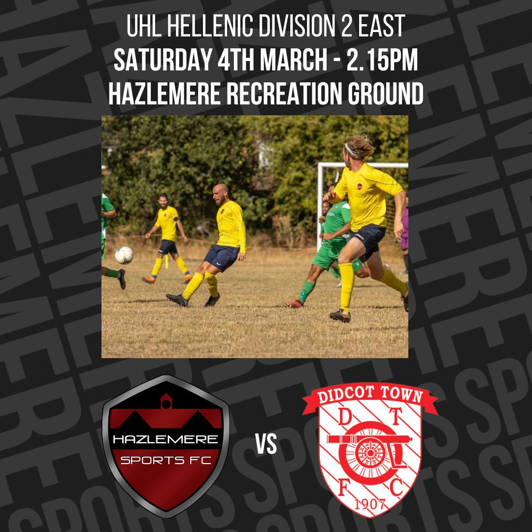 After 3 wins in 3 in February, tomorrow we face <a href="/Didcottowndev/">Didcot Town Development</a> at home  in the uhlsport <a href="/HellenicLeague/">Hellenic League</a>  Division 2 East looking to continue that form.
Kick Off - 2:15pm
Bar Open 🍻
Hazlemere Memorial Hall, Amersham Road, HP157QA