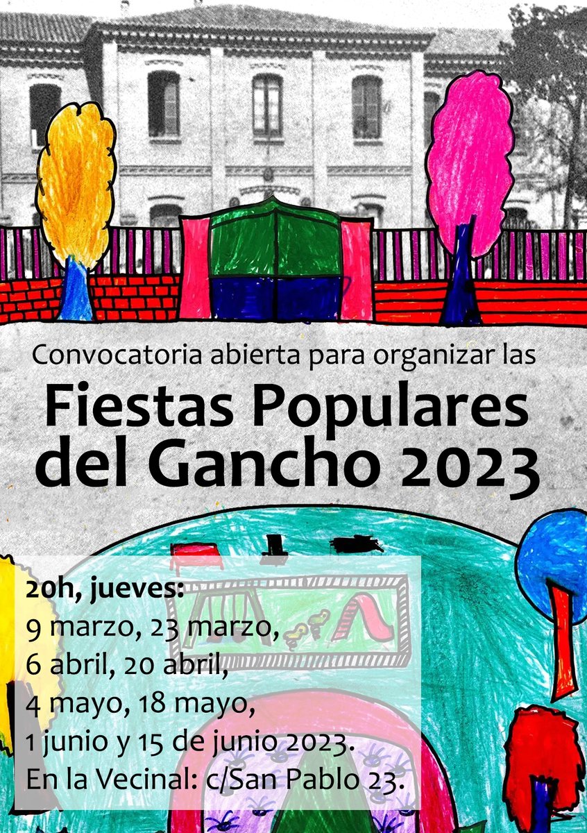 Vecina: Un año más nos preparamos para celebrar las fiestas de nuestro barrio. Te esperamos a las 20h los jueves: 9 y 23 de marzo, 6 y 20 de abril, 4 y 18 de mayo, 1 y 15 de junio 2023. En c/San Pablo 23. cascohistorico.es/2023/03/01/con…