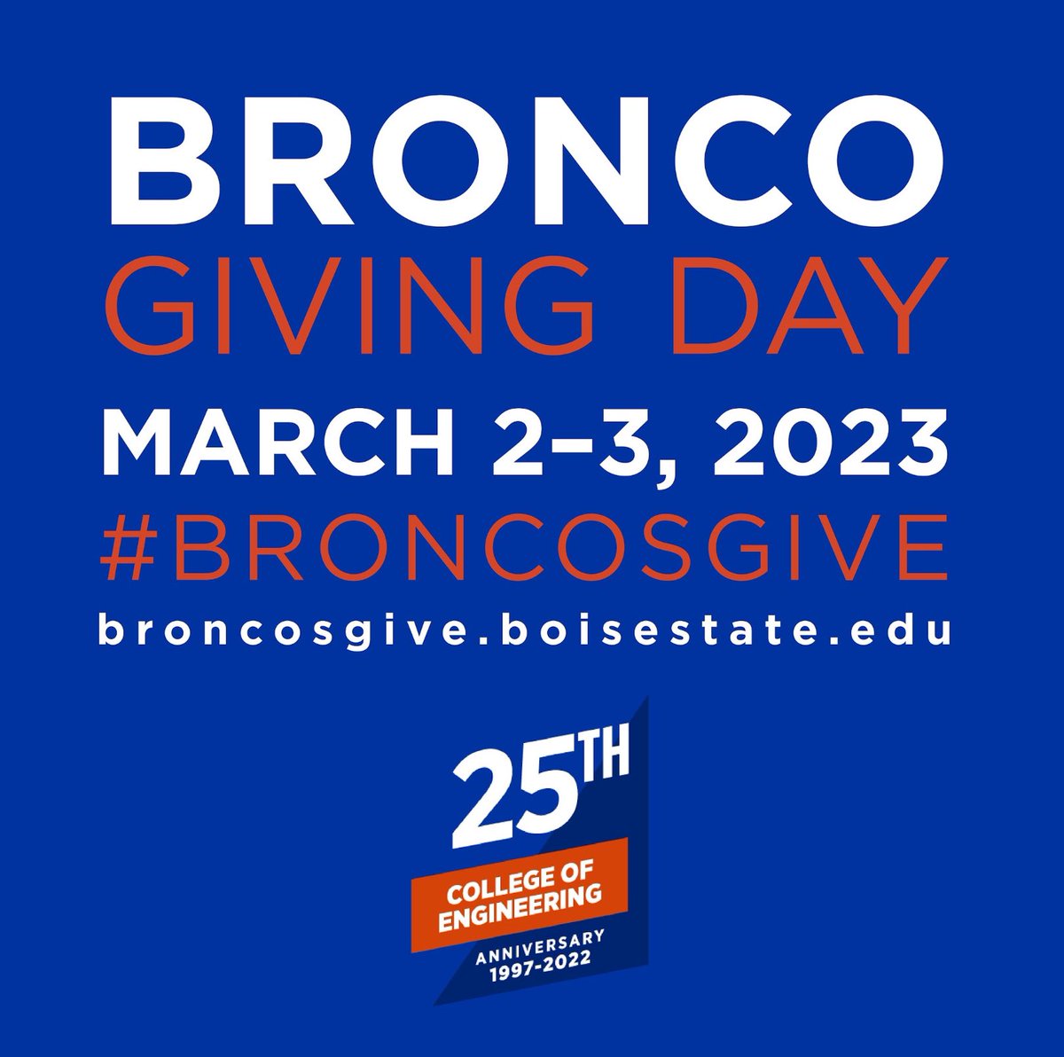 BoiseStateECE (@boisestateece) on Twitter photo Support the future of Broncos. Your donations matter ☺️💝
broncosgive.boisestate.edu/giving-day/582…
<a href="/BoiseStateCOEN/">Boise State College of Engineering</a>
#broncosgive Support the future of Broncos. Your donations matter ☺️💝
broncosgive.boisestate.edu/giving-day/582…
<a href="/BoiseStateCOEN/">Boise State College of Engineering</a>
#broncosgive