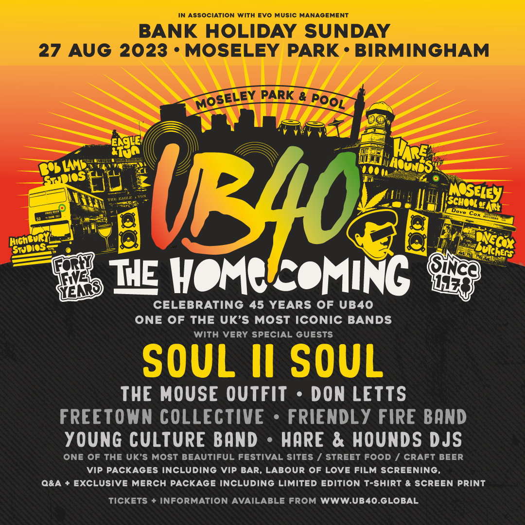 Exciting news! We're coming home to Moseley Park in Birmingham on August 27th for a special gig, and we're bringing an amazing support bill with us. 🤩 Presale open, head to UB40.global/thehomecoming/ Big Love UB40