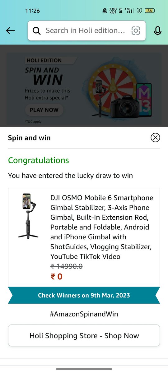 Acha19Veerendra's tweet photo. I participated all quiz/*spins hope to win valuable prices❣️on Amazon please Hive me this time #amazon  #WonOnAmazon #wononamzon https://t.co/ReQmq4dVWP