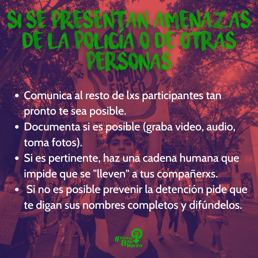 ¡LA SEGURIDAD LA HACEMOS TODXS! 

Les compartimos los siguientes protocolos de seguridad para este 8M, recordemos que  no son bienvenidos discursos de odio,  armas, criminalización a las intervenciones al espacio público,