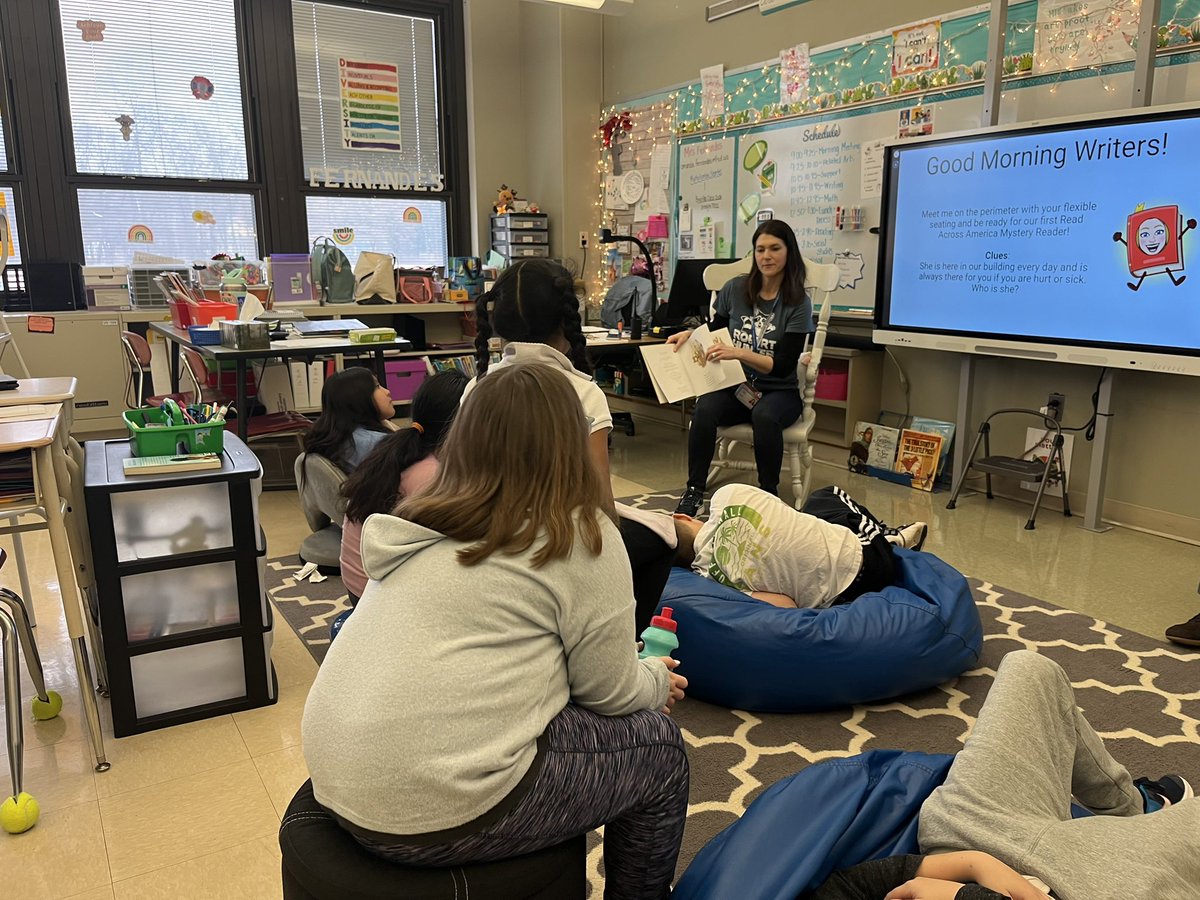 MrsFernandes4th's tweet photo. Thank you to all of the mystery readers who came to read to us during Read Across America week! @JessicaBraynor @DAHamblin @cunniff_mrs @MrsShirvanian @FlemRarSchools @RobertHunterES https://t.co/rY0tIs4Y9i