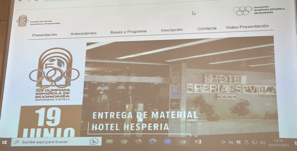 🔝La XIV Olimpiada Española de Economía se celebrará del 19 al 21 junio 2023 en la Facultad de Ciencias Económicas y Empresariales <a href="/FceyeUs/">Facultad Económicas y Empresariales Univ. Sevilla</a> de la Universidad de Sevilla, hoy se ha presentado el programa en la Asamblea de la OEE. 
En marzo-abril se realizarán las fases locales 👌🏻