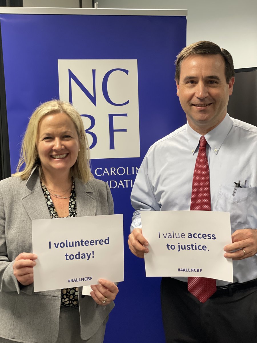 NCBForg's tweet photo. 4ALL Statewide Service Day wouldnβt be possible without its attorney, law student and paralegal volunteers. Are you volunteering today? Share a photo of your 4ALL setup using the hashtag #4ALLNCBF. π€³ https://t.co/Grs8WKRsEK