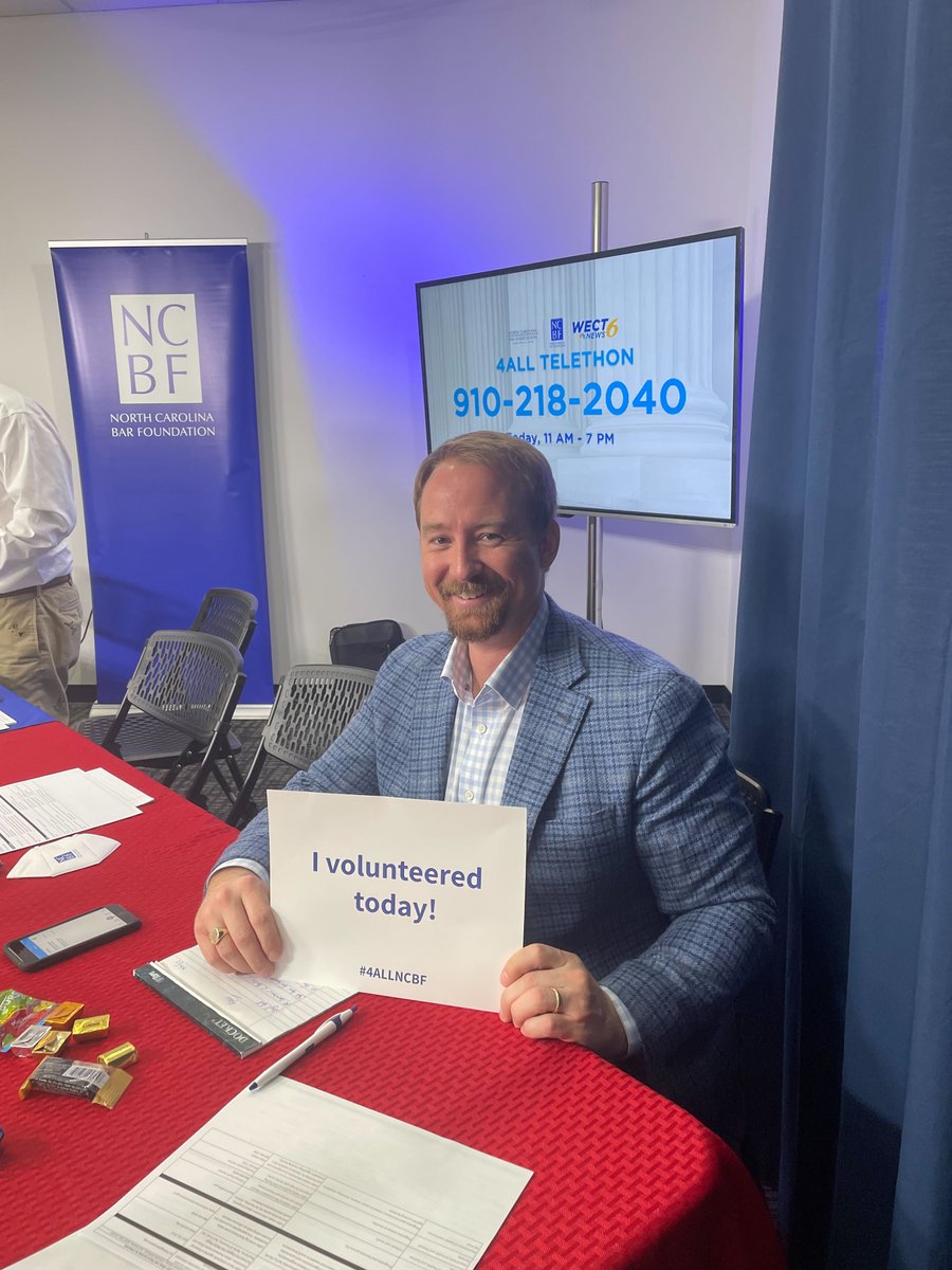 NCBForg's tweet photo. 4ALL Statewide Service Day wouldnβt be possible without its attorney, law student and paralegal volunteers. Are you volunteering today? Share a photo of your 4ALL setup using the hashtag #4ALLNCBF. π€³ https://t.co/Grs8WKRsEK