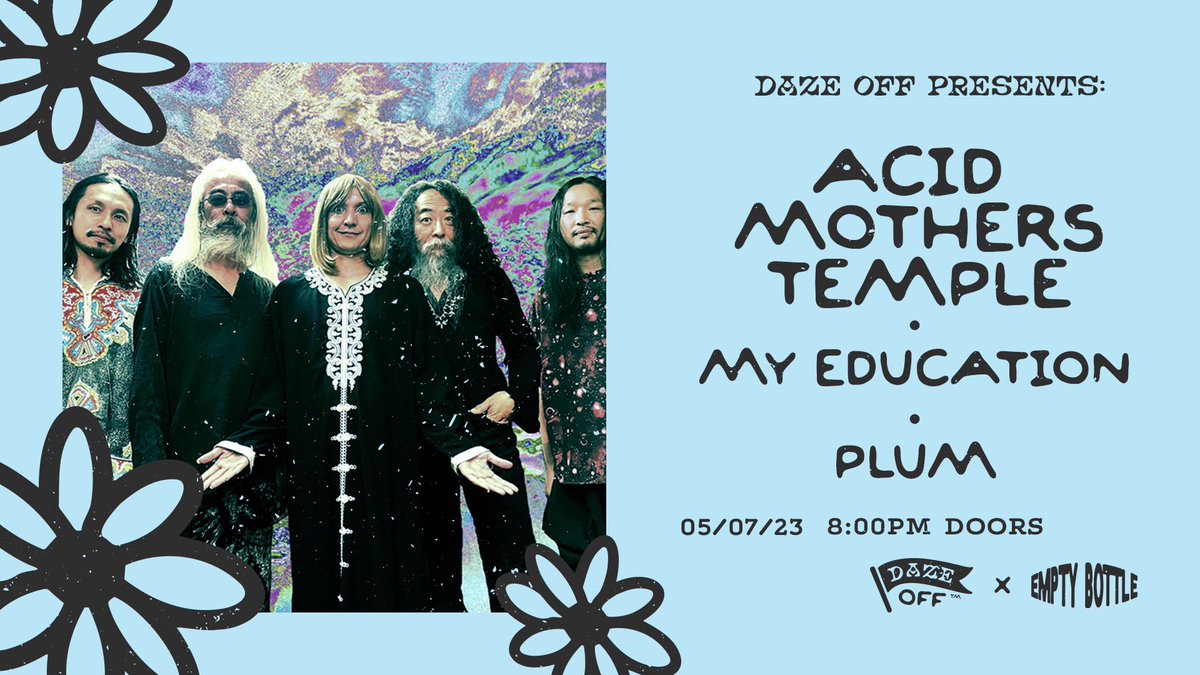 the next plum show is with my friends @acidmothers at @theemptybottle on may 7 🥲🥲🥲🥲🥲